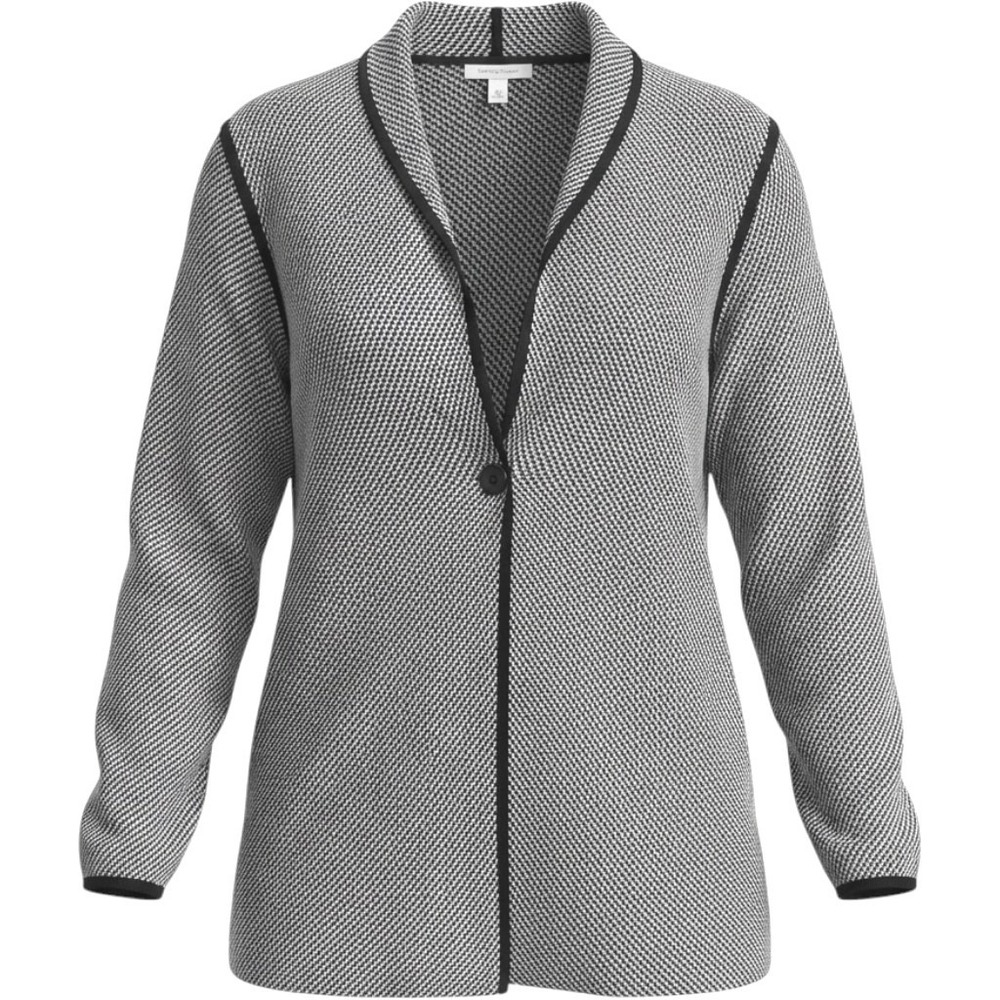 Charter Club Chevron Herringbone Womens 1X XL Zigzag Cardigan Duster Black White